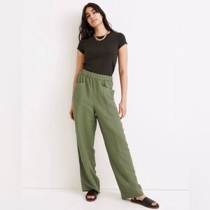Madewell Linen-Blend Pull-On High-Rise Wide-Leg Pants